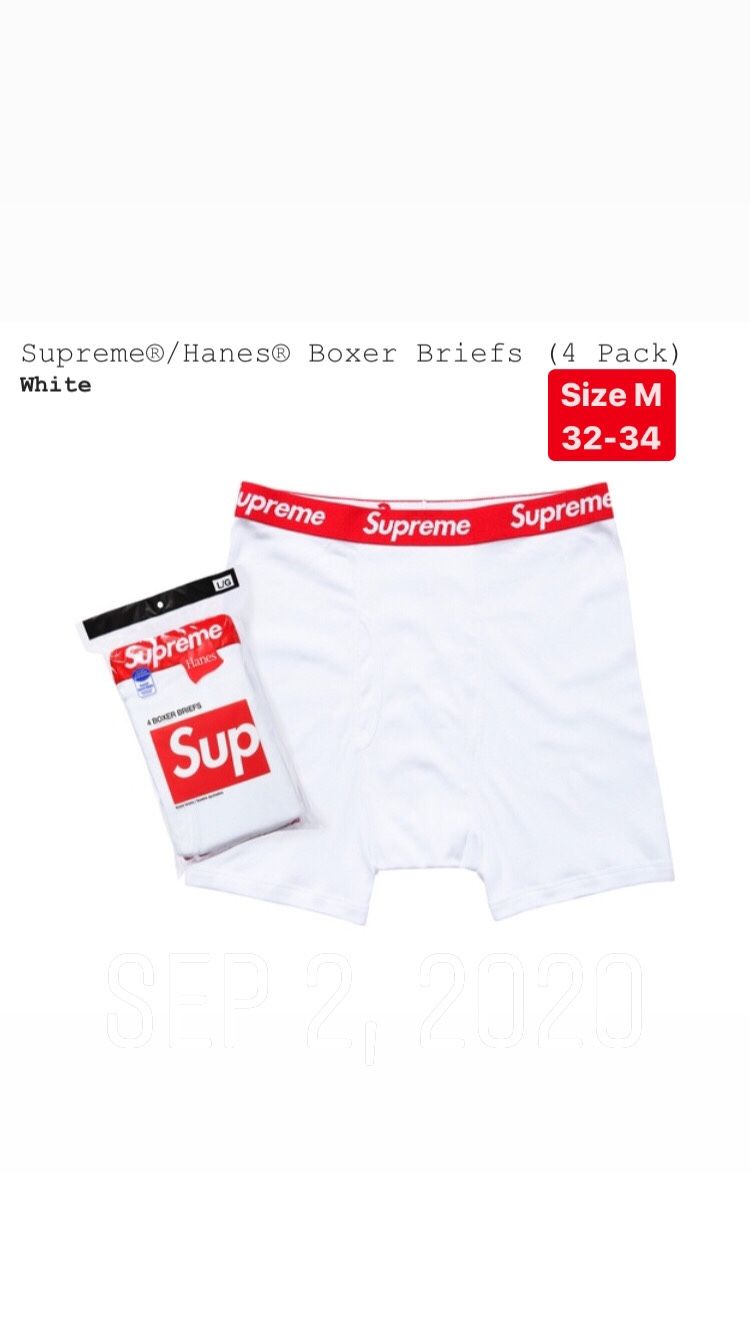 Supreme boxers (white or black) (size medium) (4pack)authentic