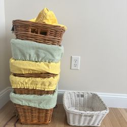 Pottery Barn Storage Baskets With Lining- Barely Used 