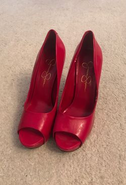 Jessica Simpson Fire Hydrant Red Peep-Toe Pumps