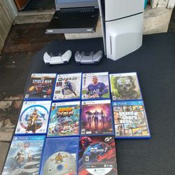 11 PS5 PS4 Games. 1 is Limited Edition Steelbook Metal Game & 2 Controller 2nd Edition PS5 Slim G Story Monitor all for $1000
