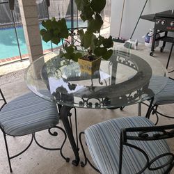 Cast Iron Table and Chairs with glass top
