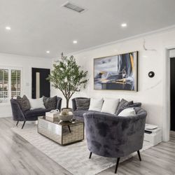 Modern Gray Velvet Living Room Set