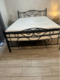 Queen bed with iron frame
