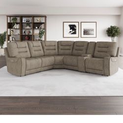 Barcalounger Carmelo Fabric Power Reclining Sectional With Power Headrests