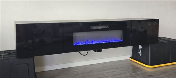 Floating TV Stand with Electric Fireplace