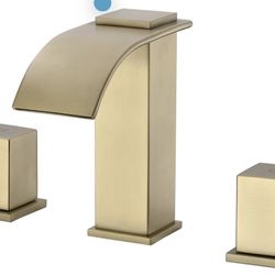 7- Luxury Waterfall Bathroom Faucet Brushed Nickel Inch Modern Widespread Waterfall Bathroom Sink Faucets with Copper Valve for 3 Hole 2-Handle Deck B