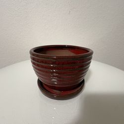 SMALL Red Ceramic Planter Pot