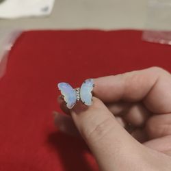 Opalite Crystal Adjustable Butterfly Ring