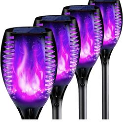 Solar Torch Lights 43in Purple Landscape Garden 4pcs.