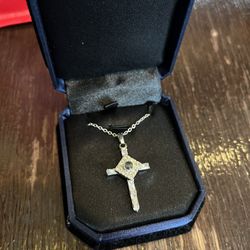 Silver Cross With Our Father Prayer 