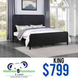 Brookmead Wood King Panel Bed Black