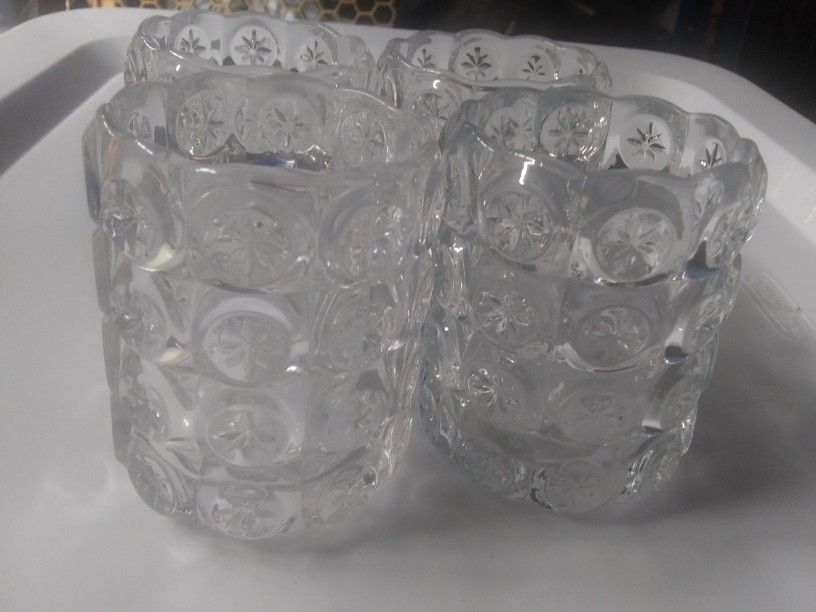 IKEA Flest Tealight Candle Holders Clear Glass Stars Snowflakes set of 4