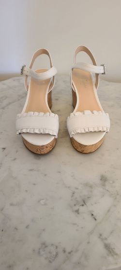 Kate Spade White Leather Wedge Sandals