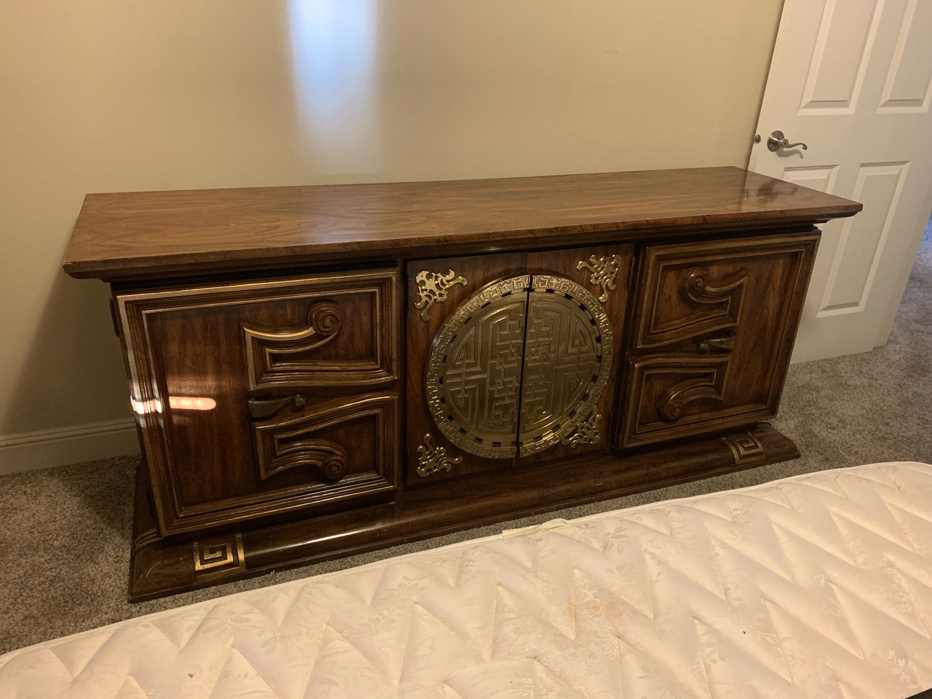 GOOD CONDITION: Unique Oriental Dresser w/ Mirror