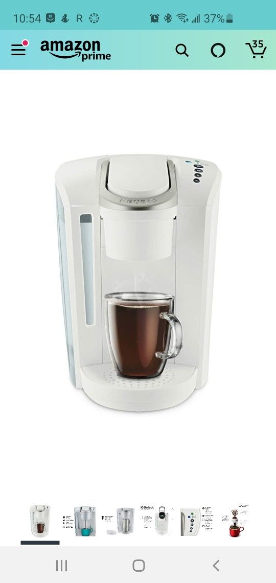 Keurig K-Select Coffee Maker, Single Serve K-Cup Pod Coffee Brewer, With Strength Control and Hot Water On Demand White
