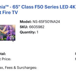 65’ Insignia Smart TV + Stand 