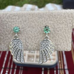Emerald Silver Earings