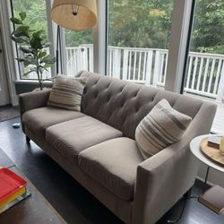 Sofa Couch Tufted Gray 