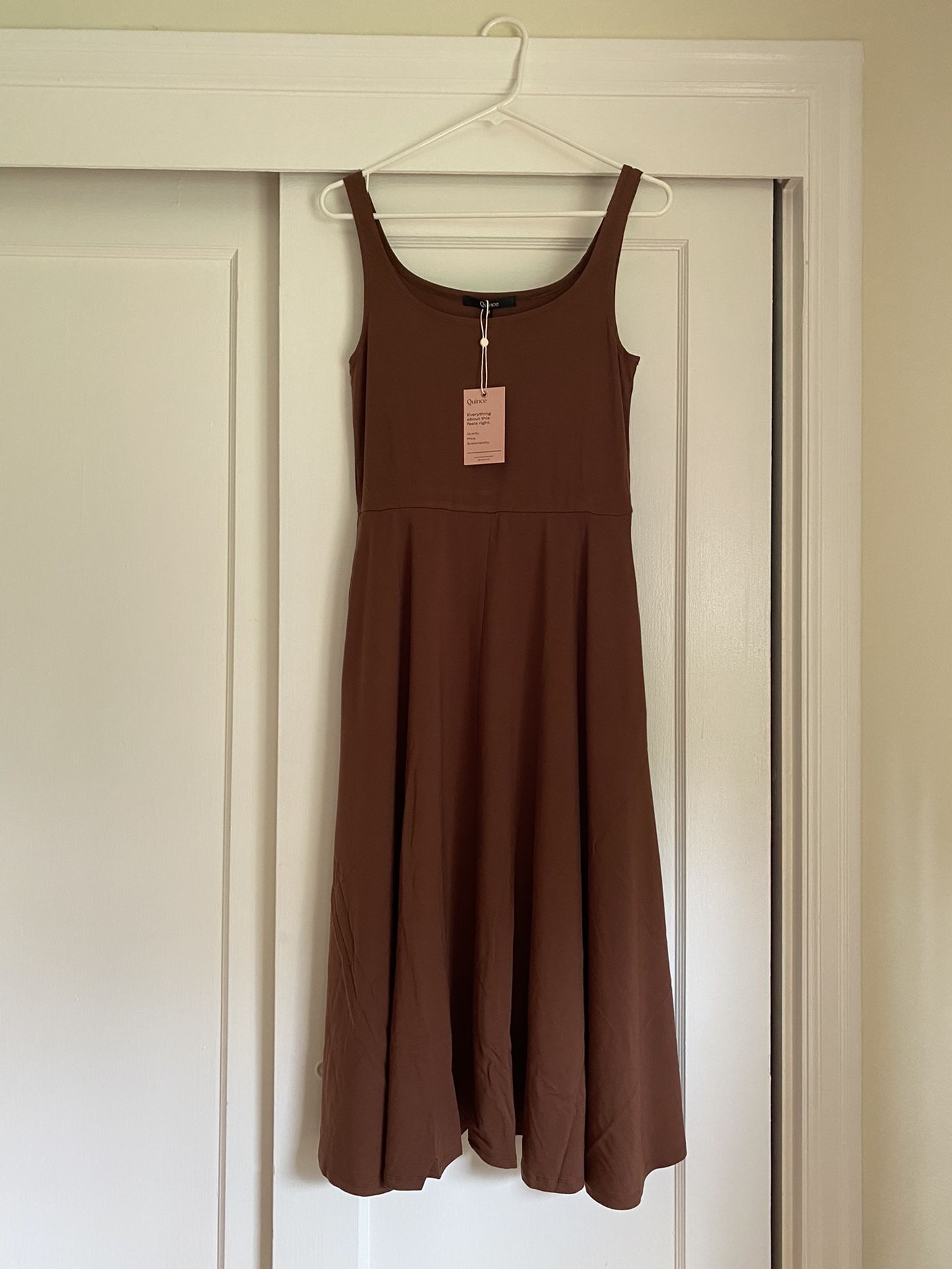 Quince Brown Medium Tencel Jersey Fit & Flare Dress - Brand New With Tags