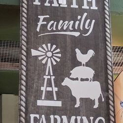 Metal Sign  28 X 12 Faith Family Farming NEW