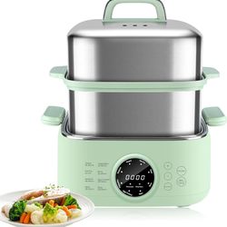 spoonlemon Electric Food Steamer, 9.3L 2-Tier Digital Steamers for Cooking with 24H Booking & 6H Auto Warming, 8 Modes Fast Heating Vegetable Steamers