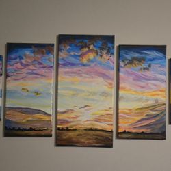 5 Piece Hand Made Canvas Painting.