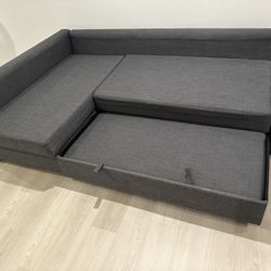 FRIHETEN Sleeper sectional 3 seat W Storage dark gray Sofa L Shape Couch