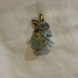 Vintage Blue Bunny Rabbit Brooch Made In Korea