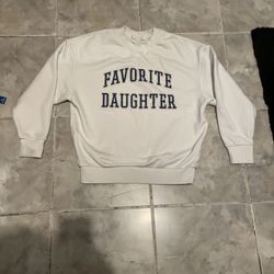 Favorite Daughter SZ XS Collegiate Sweatshirt Heather White Crewneck