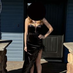 Black Fancy Feathery Dress