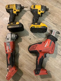 Cordless drills,reciprocating saw & grinder