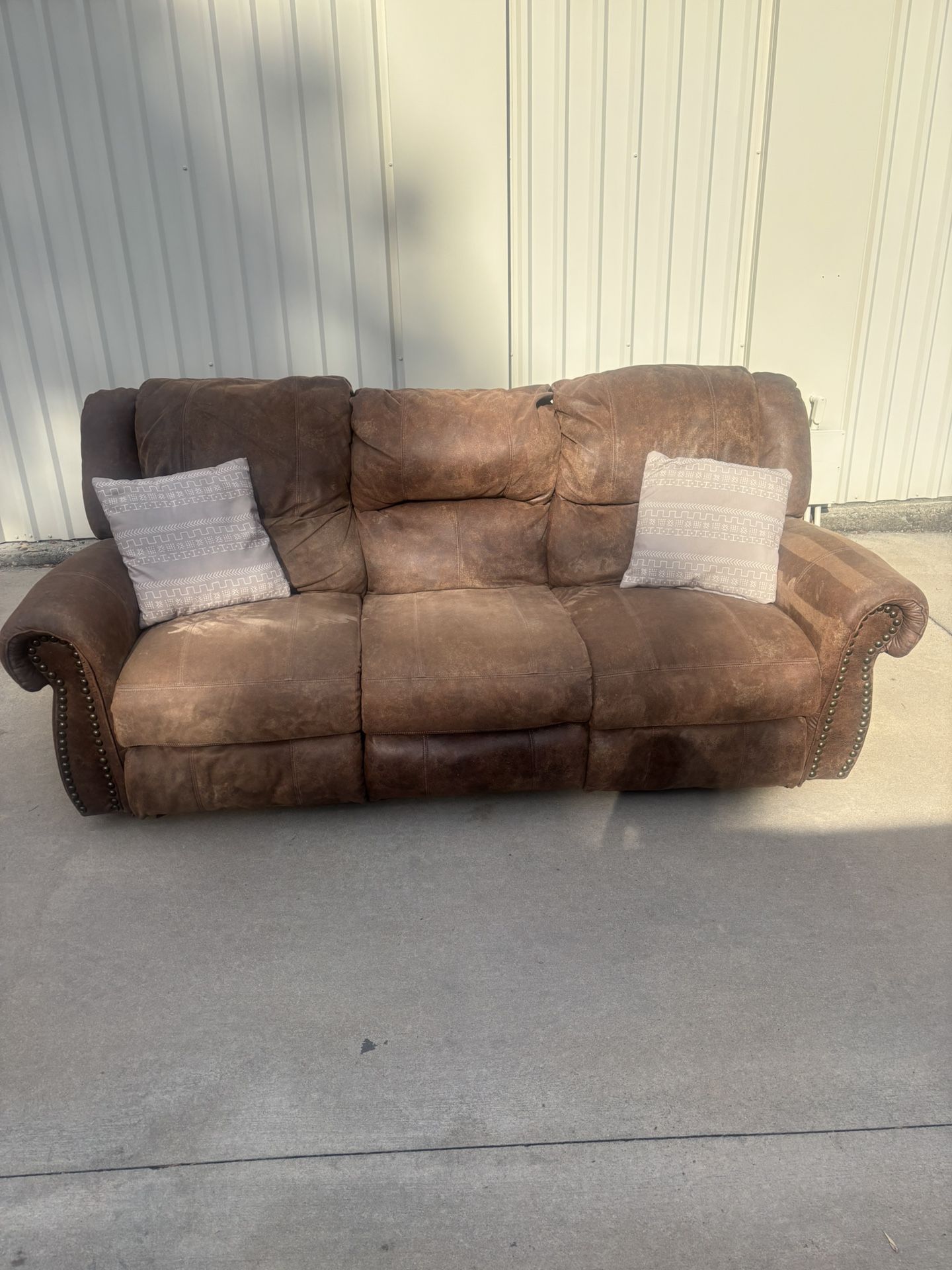 Brown Leather Reclining Sofa DELIVERY AVAILABLE