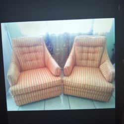 Vintage Orange Stripe Sofas Chairs