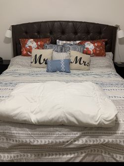Brown King Suede, Headboard And Footboard For Sale For $400