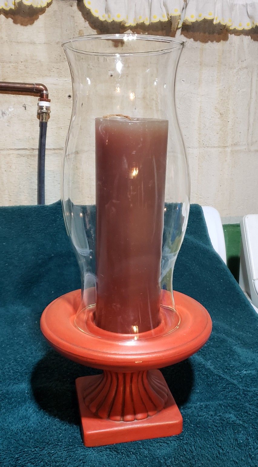 Vintage 3" Candle Holder & Glass Chimney