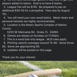 Mens Wood Bat League