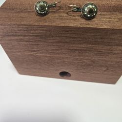 Vintage Brass And Green Swarovski Crystal Earrings 
