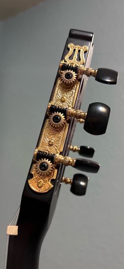 Classical Guitar Headstock with Gold Tuning Machines