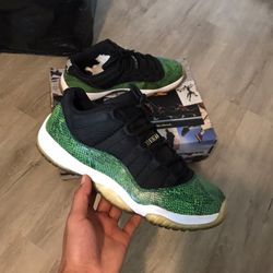 Jordan 11s Green Snakeskin