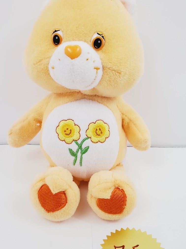 Care Bears Friend Bear 9" Orange With Flowers 2002 Plush Stuffed Doll Toy