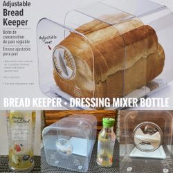 Progressive Adjustable Bread Keeper W/ Glass Salad Dressing Mixer Bottle