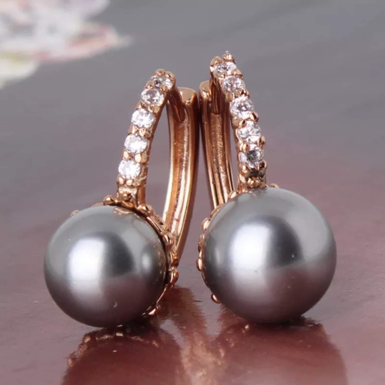 18k gold filled black pearl earrings