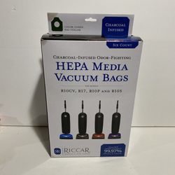 RICCAR Vacuum Bags! Charcoal Infused HEPA Media Vacuum Bags 6 Pack!