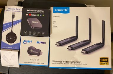 Lemorele Wireless Video Extender, AnyCast M2 Plus, and Wireless CarPlay Adapters
