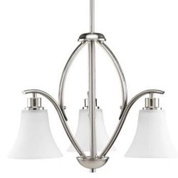 Brand New 3 Light Chandelier: Progress Lighting Joy Collection - Brushed Nickel