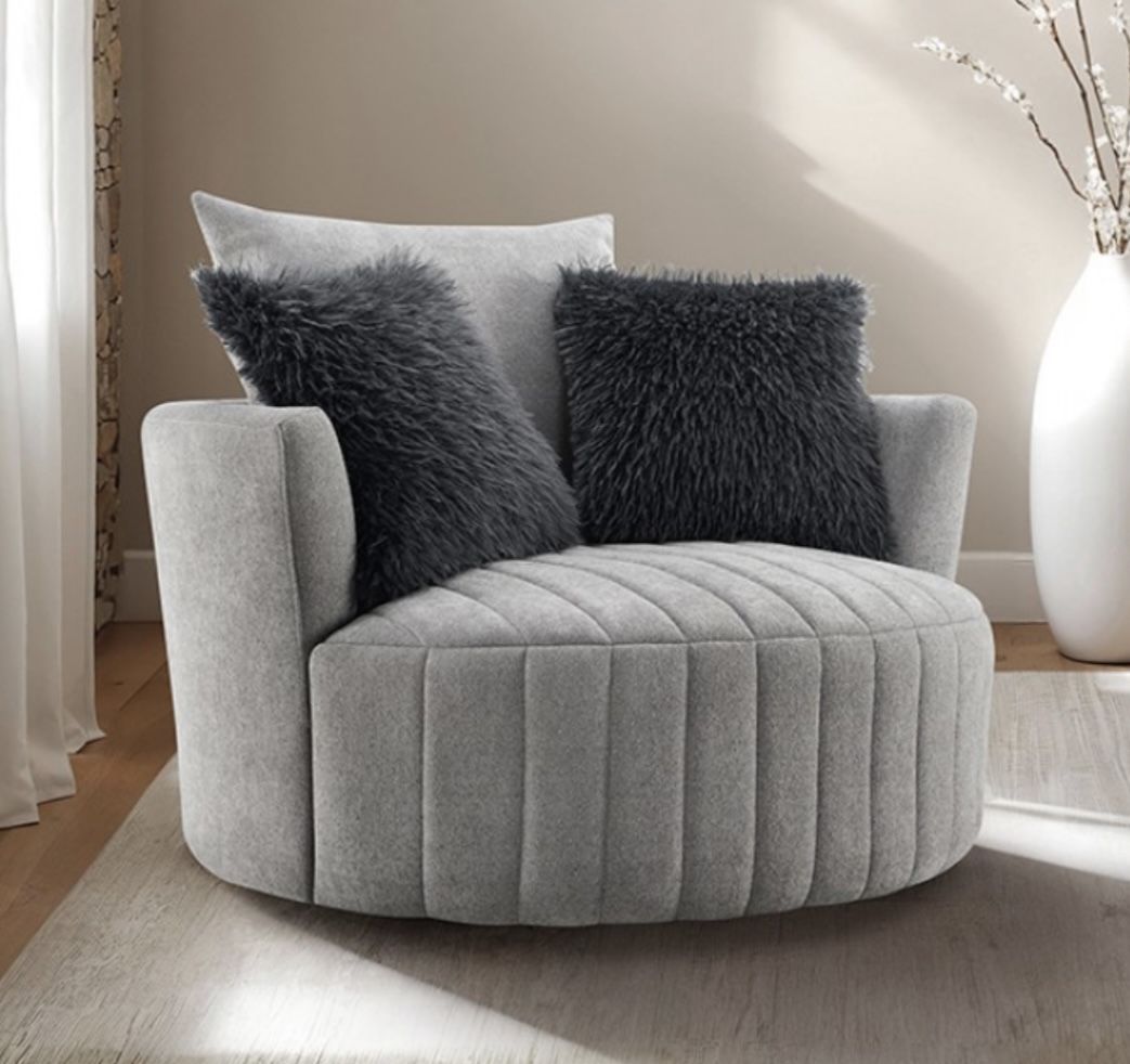 Oversize Gray Accent Swivel Chair Brand New In Box