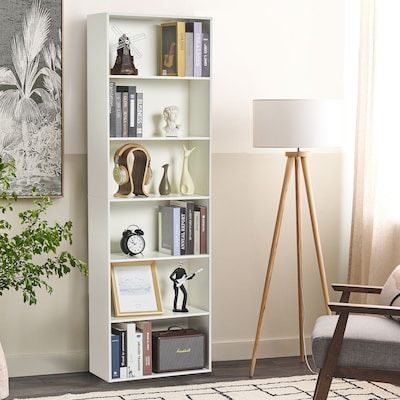 AOXUN White Composite 6 -Shel f Book case ( 21.6-in W x 71.3-in H x 9-in D ) Finished