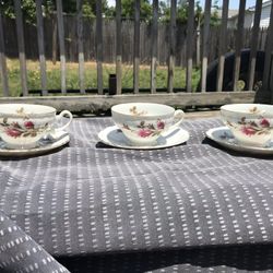 Set Of 3 Vintage royal rose cup and saucer rose pink floral fine China