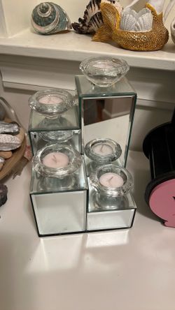 Mirror Tea light Pillar Style Table Top Decorative Tealight Holder Decoration 