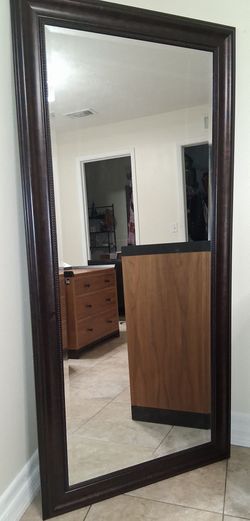 Large Floor Mirror Dark Brown Frame